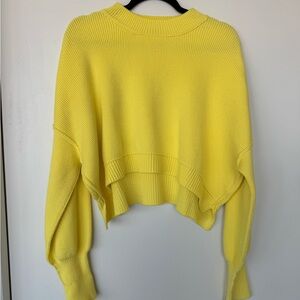 Free People Sunny Yellow Crew Neck Sweater